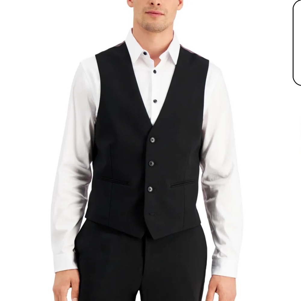 {I.N.C. International Concepts} Men's Slim-Fit Black Solid Suit Vest - Sz S